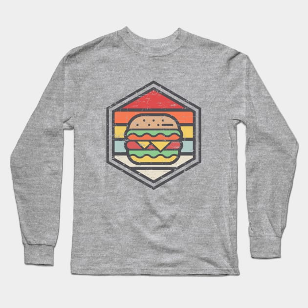 Retro Badge Burger Light Long Sleeve T-Shirt by rojakdesigns